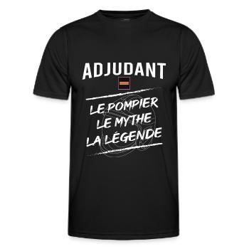 Adjudant Sapeur pompier - T-shirt sport Homme - noir - Devant - AI Model Male 178 dark (178cm)