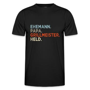 EHEMANN PAPA GRILLMEISTER HELD VATERTAG GESCHENK - Männer Funktions-T-Shirt - Schwarz - Vorne - AI Model Male 178 dark (178cm)