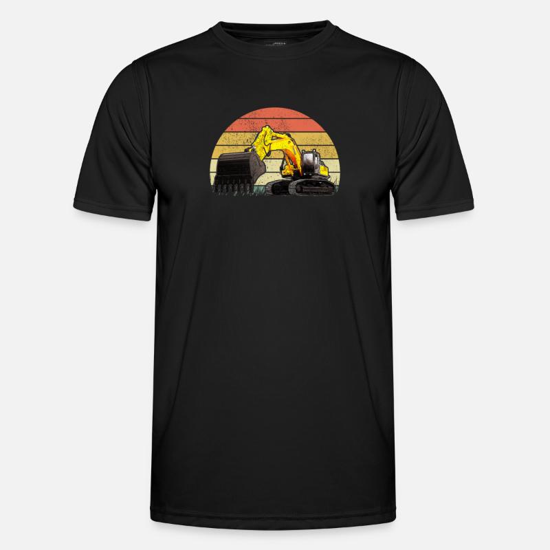 Excavator Retro Excavator Driver Vintage Construction Worker Men's Functional T-Shirt
