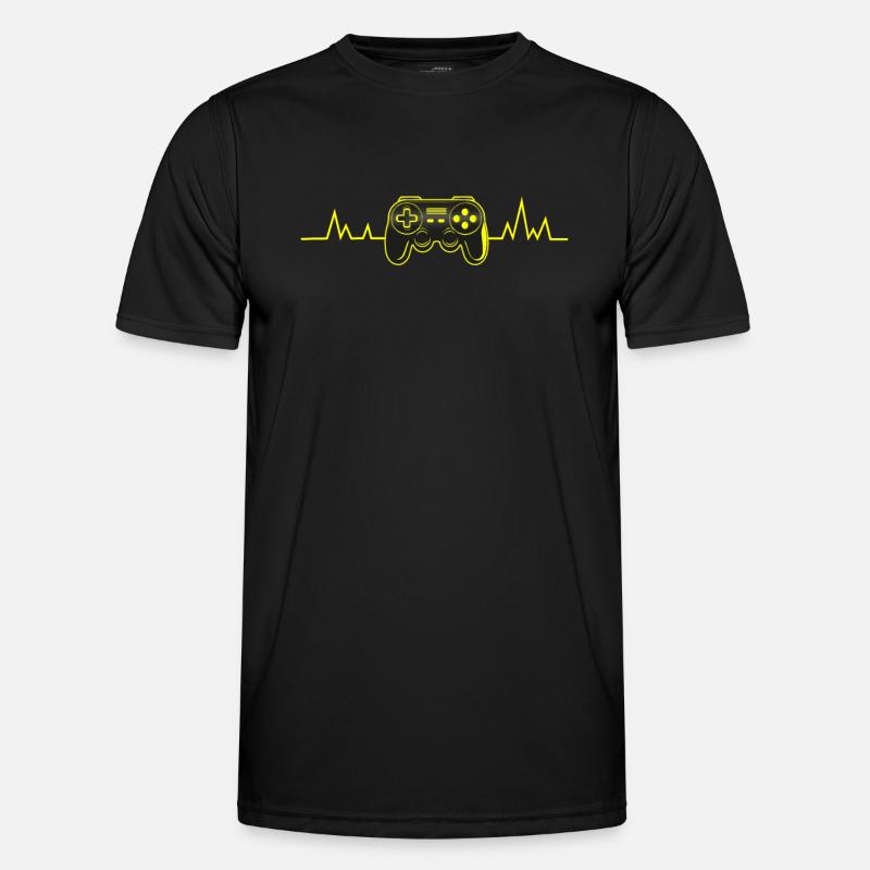 Gaming Heartbeat Controller Pulse Gamer - Men's Functional T-Shirt - black