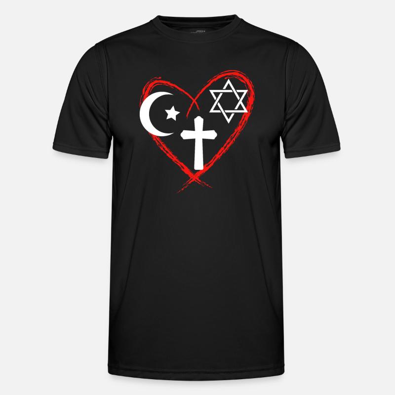 Religion Heart Interreligious Harmony - Men's Functional T-Shirt - black