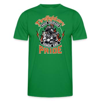 Les pompiers ont du courage, de l’honneur et de la fierté - T-shirt sport Homme - vert - Devant - AI Model Male 178 dark (178cm)