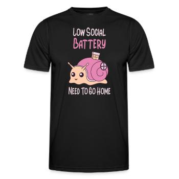 Sozialer Akku Zu Hause Aufladen Introvertiert - Männer Funktions-T-Shirt - Schwarz - Vorne - AI Model Male 178 dark (178cm)