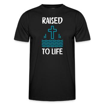 Christian baptism brings believers to life - Men's Functional T-Shirt - black - Front - AI Model Male 178 dark (178cm)