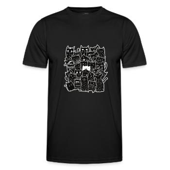 Cute Black Cats Pattern - Männer Funktions-T-Shirt - Schwarz - Vorne - AI Model Male 178 dark (178cm)