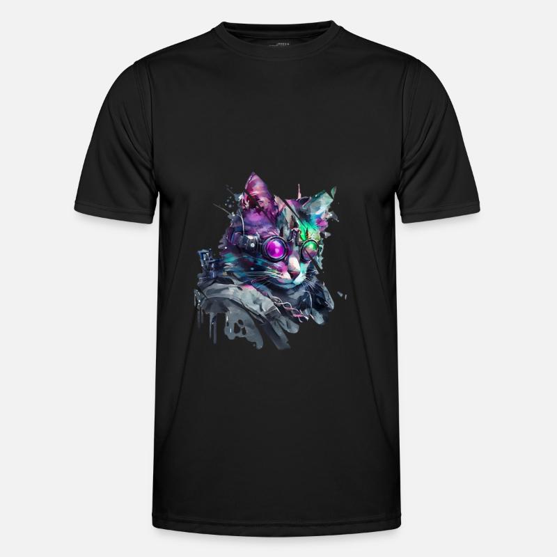 Moderne Katze - Männer Funktions-T-Shirt - Schwarz