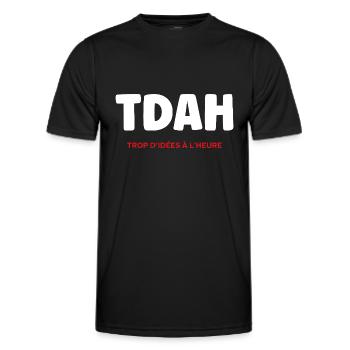 TDAH - T-shirt sport Homme - noir - Devant - AI Model Male 178 dark (178cm)