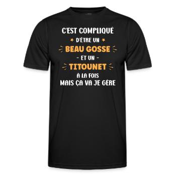 beau gosse Titounet - T-shirt sport Homme - noir - Devant - AI Model Male 178 dark (178cm)