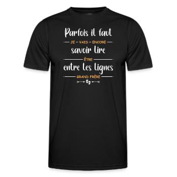 je vais être encore grand frère - T-shirt sport Homme - noir - Devant - AI Model Male 178 dark (178cm)