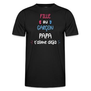 Fille ou garçon papa t'aime déjà - T-shirt sport Homme - noir - Devant - AI Model Male 178 dark (178cm)
