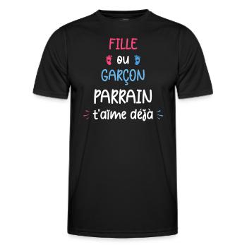 Fille ou garçon parrain t'aime déjà - T-shirt sport Homme - noir - Devant - AI Model Male 178 dark (178cm)