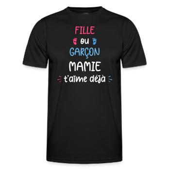 Fille ou garçon mamie t'aime déjà - T-shirt sport Homme - noir - Devant - AI Model Male 178 dark (178cm)