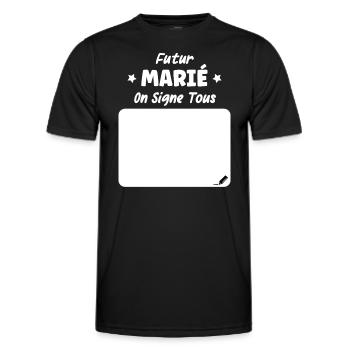 Futur marié on signe tous - T-shirt sport Homme - noir - Devant - AI Model Male 178 dark (178cm)