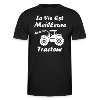 La vie est meilleure avec un tracteur - T-shirt sport Homme - noir - Devant - AI Model Male 178 dark (178cm)