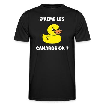 J'aime les canards - T-shirt sport Homme - noir - Devant - AI Model Male 178 dark (178cm)