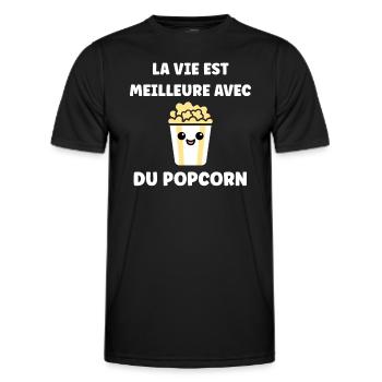 Humour pot de popcorn - T-shirt sport Homme - noir - Devant - AI Model Male 178 dark (178cm)