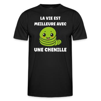 Chenilles insecte Amour petite chenille - T-shirt sport Homme - noir - Devant - AI Model Male 178 dark (178cm)