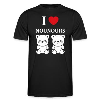 Ours en peluche petit nounours - T-shirt sport Homme - noir - Devant - AI Model Male 178 dark (178cm)