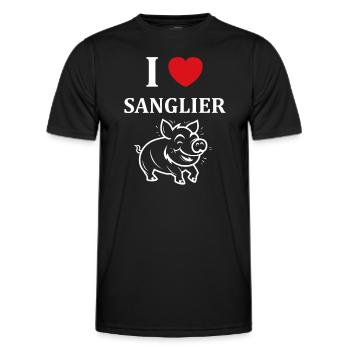 Humour petit sanglier - T-shirt sport Homme - noir - Devant - AI Model Male 178 dark (178cm)