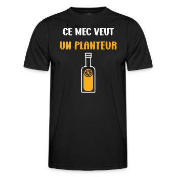 Humour punch planteur - T-shirt sport Homme - noir - Devant - AI Model Male 178 dark (178cm)