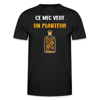 Humour punch planteur - T-shirt sport Homme - noir - Devant - AI Model Male 178 dark (178cm)