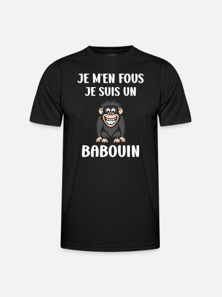 Humour petit singe babouin - T-shirt sport Homme - noir
