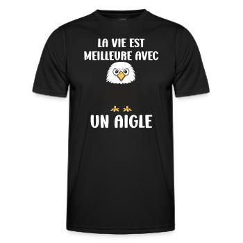 Citation humour Oiseau aigle - T-shirt sport Homme - noir - Devant - AI Model Male 178 dark (178cm)
