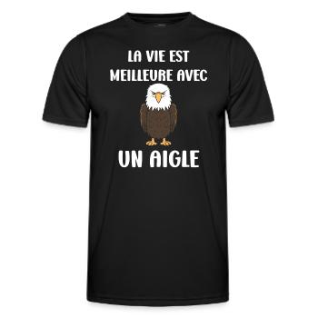 Citation humour Oiseau aigle - T-shirt sport Homme - noir - Devant - AI Model Male 178 dark (178cm)