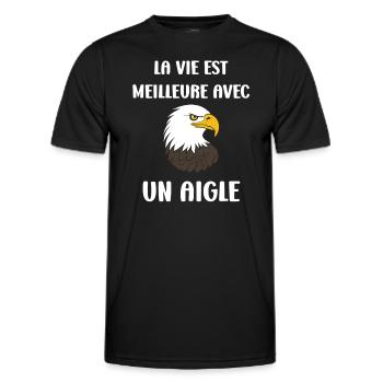 Citation humour Oiseau aigle - T-shirt sport Homme - noir - Devant - AI Model Male 178 dark (178cm)