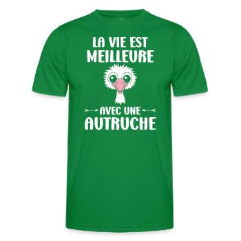 Humorous Ostrich Quote - Men's Functional T-Shirt - kelly green - Front - AI Model Male 178 dark (178cm)