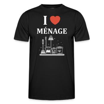 Humou ménage - T-shirt sport Homme - noir - Devant - AI Model Male 178 dark (178cm)