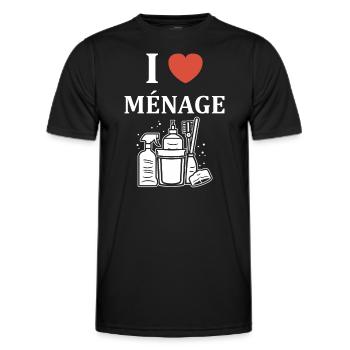 Humour faire le ménage - T-shirt sport Homme - noir - Devant - AI Model Male 178 dark (178cm)