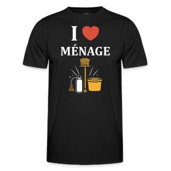 Humour faire le ménage - T-shirt sport Homme - noir - Devant - AI Model Male 178 dark (178cm)