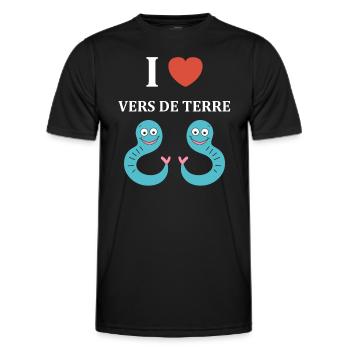 Humour ver de terre - T-shirt sport Homme - noir - Devant - AI Model Male 178 dark (178cm)