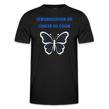 Sensibilisation au cancer du côlon - T-shirt sport Homme - noir - Devant - AI Model Male 178 dark (178cm)