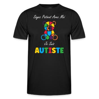 Soyez patient avec moi je suis autiste - T-shirt sport Homme - noir - Devant - AI Model Male 178 dark (178cm)