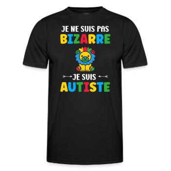 Je ne suis pas bizarre je suis autiste - T-shirt sport Homme - noir - Devant - AI Model Male 178 dark (178cm)