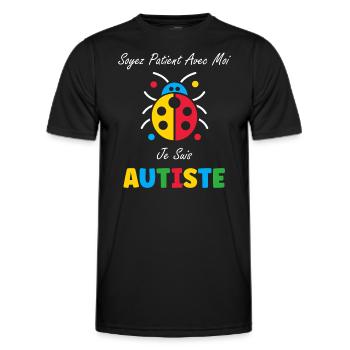 Soyez patient avec moi je suis autiste - T-shirt sport Homme - noir - Devant - AI Model Male 178 dark (178cm)