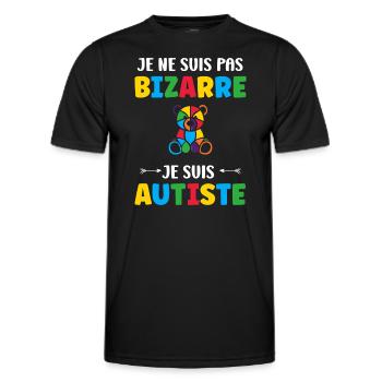 Je ne suis pas bizarre je suis autiste - T-shirt sport Homme - noir - Devant - AI Model Male 178 dark (178cm)