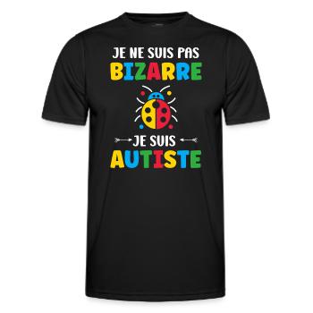Je ne suis pas bizarre je suis autiste - T-shirt sport Homme - noir - Devant - AI Model Male 178 dark (178cm)