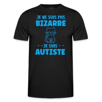 Je ne suis pas bizarre je suis autiste - T-shirt sport Homme - noir - Devant - AI Model Male 178 dark (178cm)