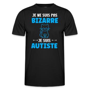 Je ne suis pas bizarre je suis autiste - T-shirt sport Homme - noir - Devant - AI Model Male 178 dark (178cm)
