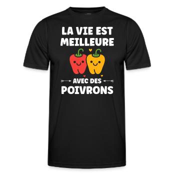 Humour poivron - T-shirt sport Homme - noir - Devant - AI Model Male 178 dark (178cm)
