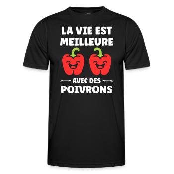 Humour poivron - T-shirt sport Homme - noir - Devant - AI Model Male 178 dark (178cm)