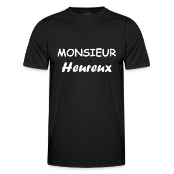 Monsieur Heureux - T-shirt sport Homme - noir - Devant - AI Model Male 178 dark (178cm)