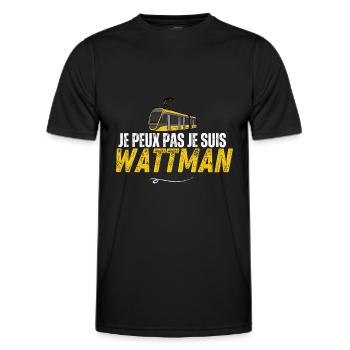 I can't I'm wattman - Men's Functional T-Shirt - black - Front - AI Model Male 178 dark (178cm)