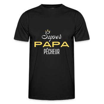 super papa pêcheur - T-shirt sport Homme - noir - Devant - AI Model Male 178 dark (178cm)
