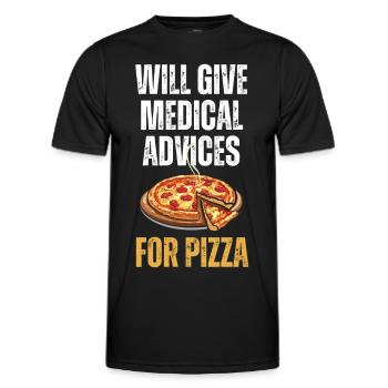 Funny Quote Medical Advices for Pizza - Men's Functional T-Shirt - black - Front - AI Model Male 178 dark (178cm)