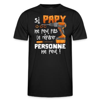 Si PAPY Ne Peut Pas Le Réparer Personne Ne Peut - T-shirt sport Homme - noir - Devant - AI Model Male 178 dark (178cm)