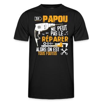 Si Papou Ne Peut Pas Le Réparer Alors Tous Foutus - T-shirt sport Homme - noir - Devant - AI Model Male 178 dark (178cm)